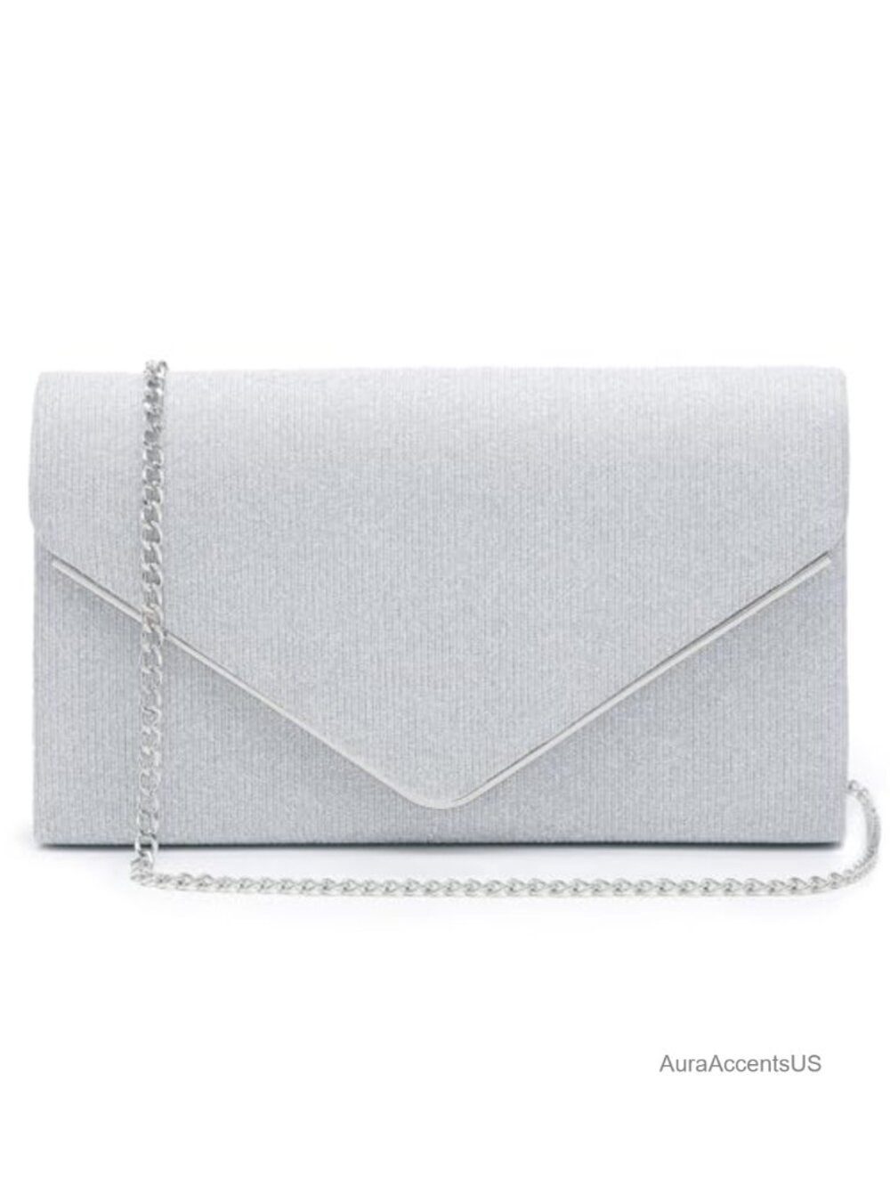 Glitter Frosted Clutch with Chain Strap Evening Bag